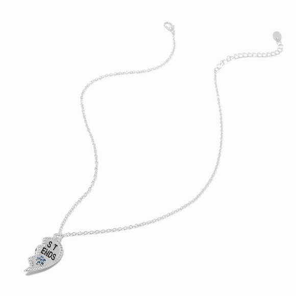 Claire’s Best Friends Silver-tone Split Heart Pendant Necklace -2 Pack Set - Picture 2 of 8